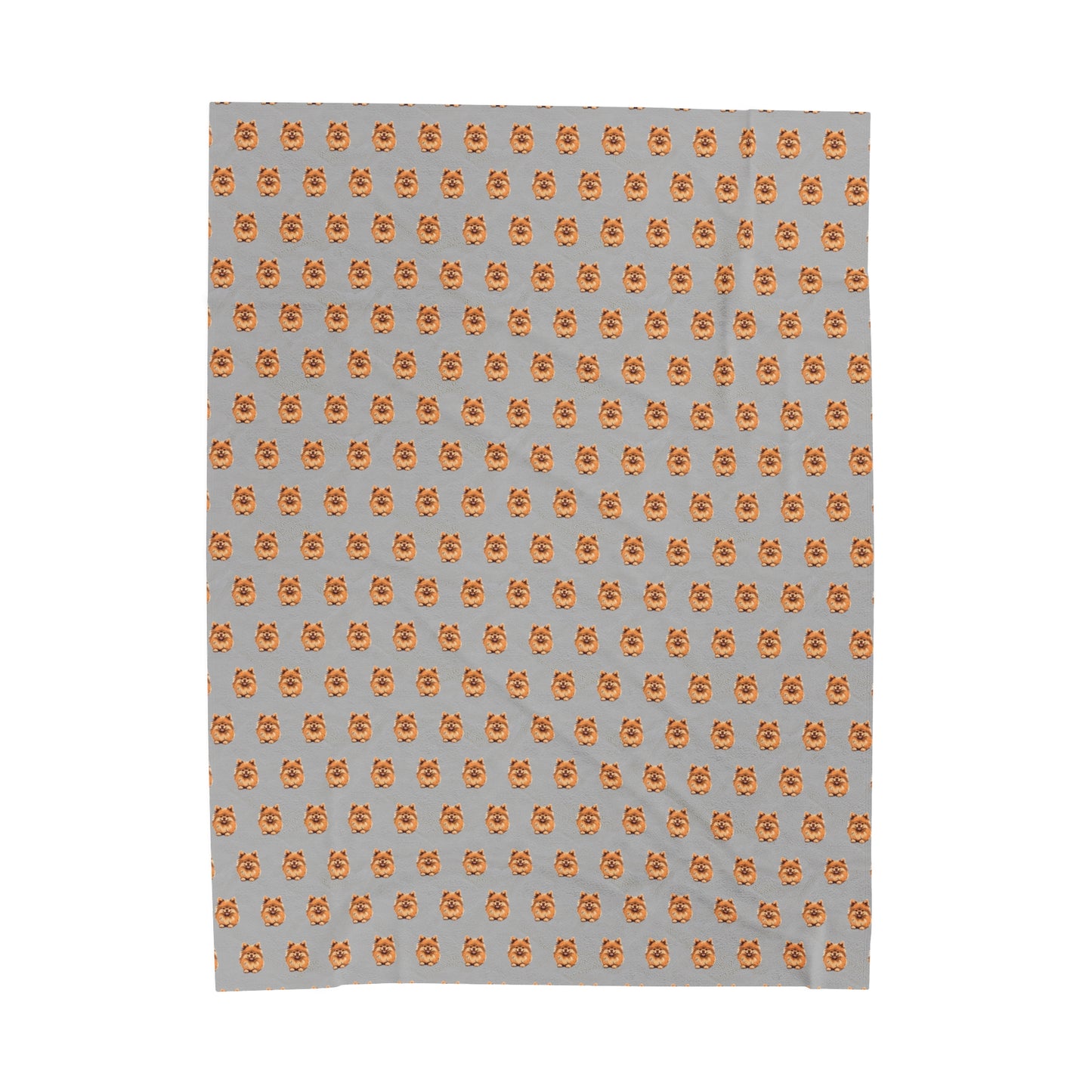 Pomeranian Velveteen Plush Blanket (Grey)