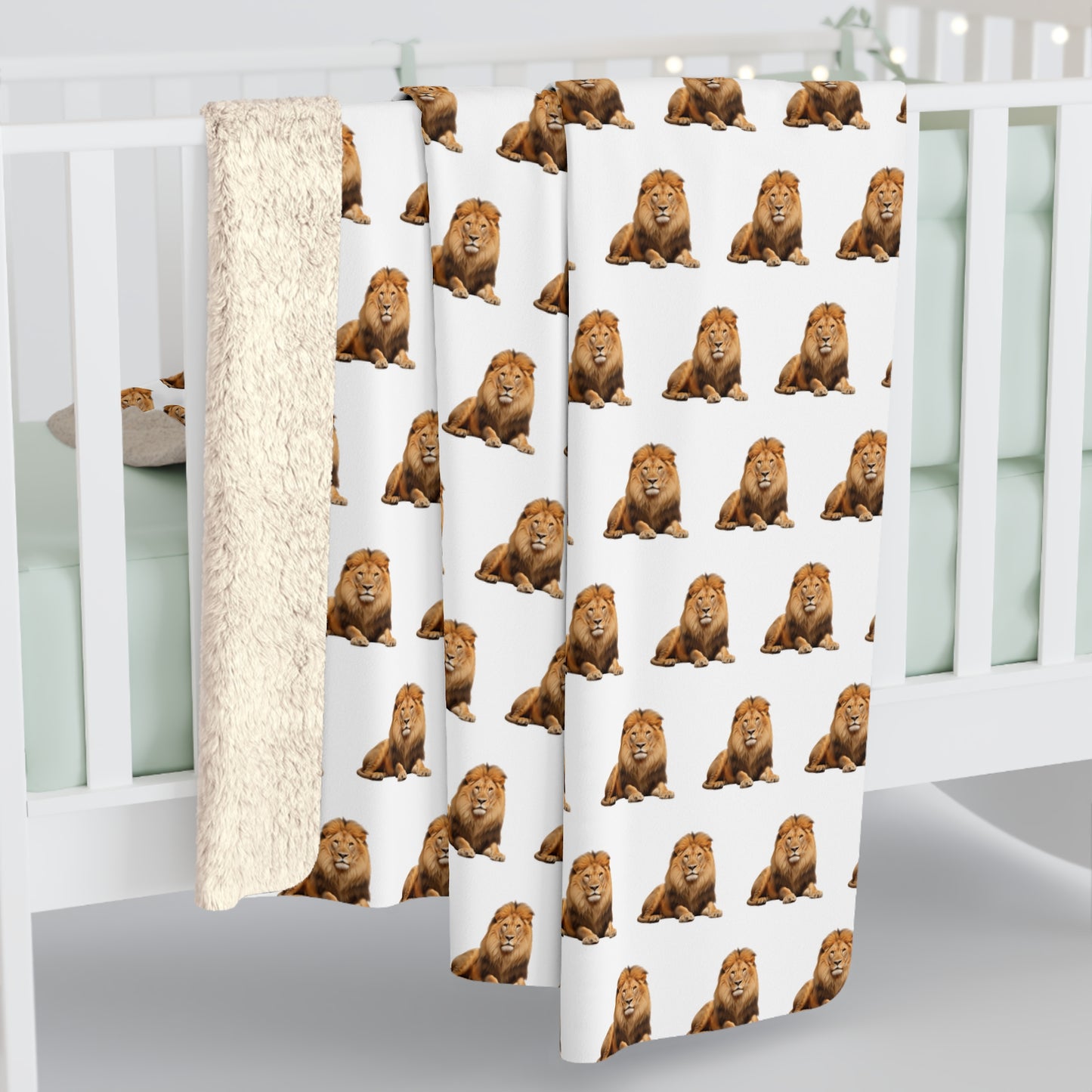 Lion Sherpa Fleece Blanket - Animal Home Decor, Jungle Safari Wildlife Throw, Gift for Nature Lover, Lion Bedding