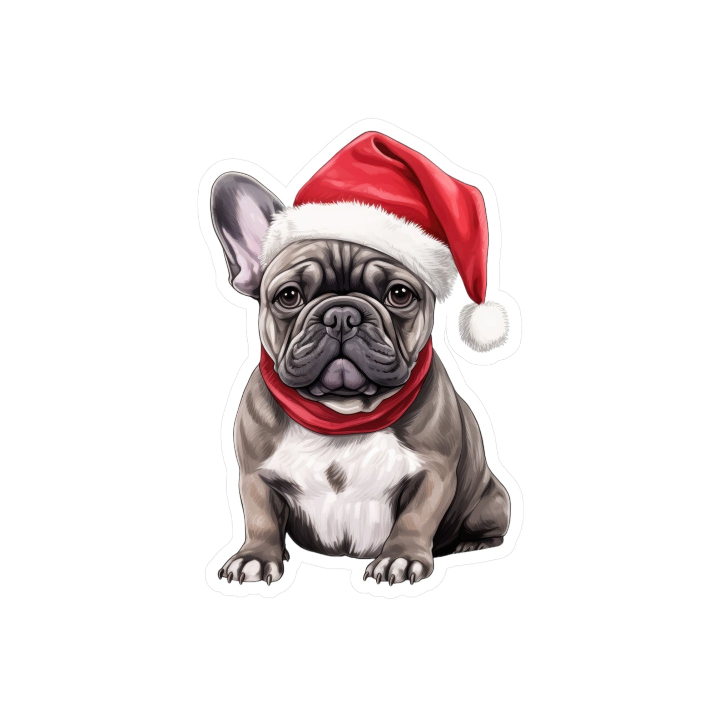 French Bulldog Christmas Sticker - Vinyl Dog Decals