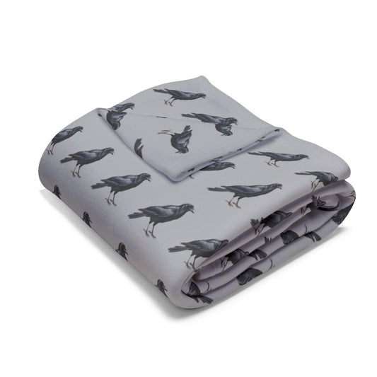 Crow Blanket | Arctic Fleece Bird Blanket | Bird Bedding | Bird Lover Gift | Throw