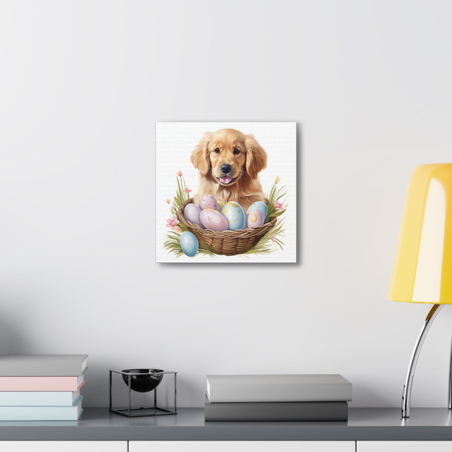 Golden Retriever Easter Wall Art - Spring Print - Canvas Gallery Wraps