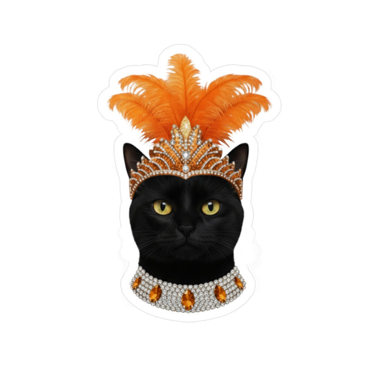 Showgirl Black Cat decal - Cat Sticker - Pet Decal - Outdoor - Indoor - Animal Showgirl Collection Orange Edition