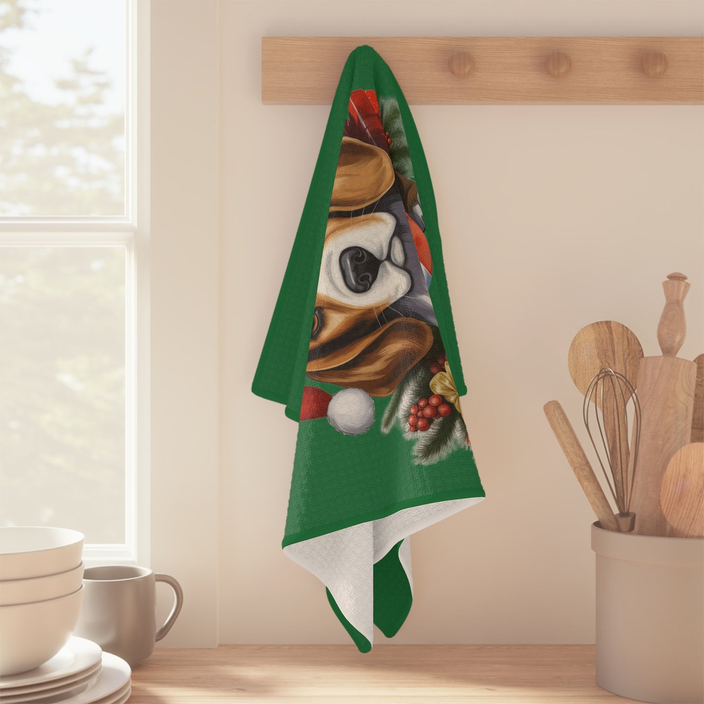 Beagle Christmas Soft Tea Towel