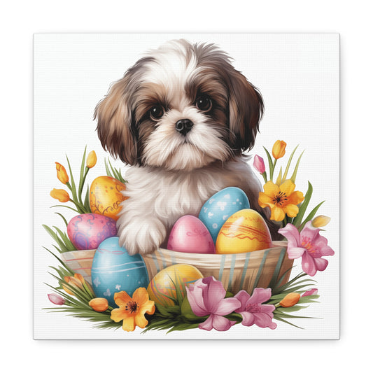Shih Tzu Easter Wall Art - Spring Print - Canvas Gallery Wraps