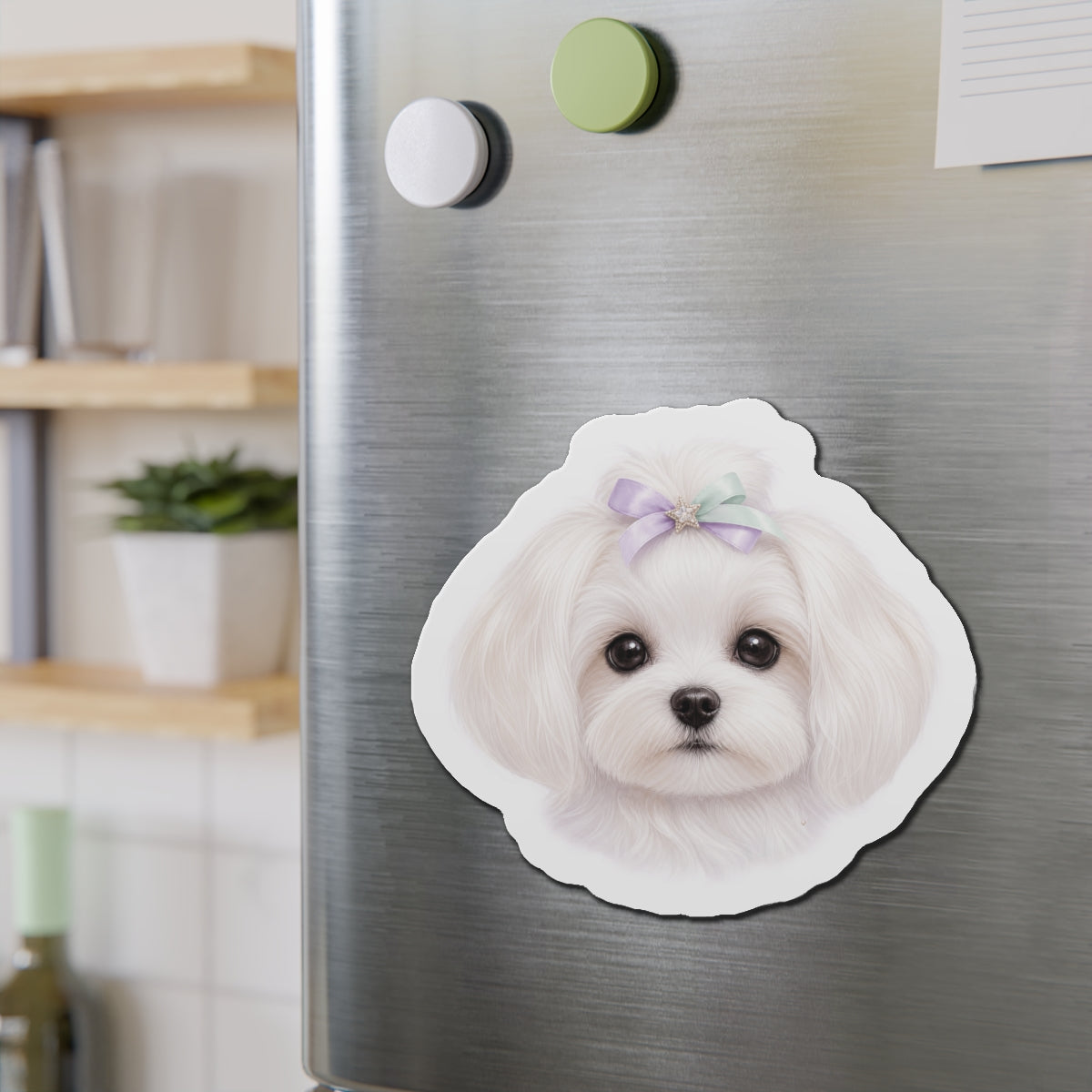 Maltese Dog Magnet - Lavender Bow Dog Lover Gift
