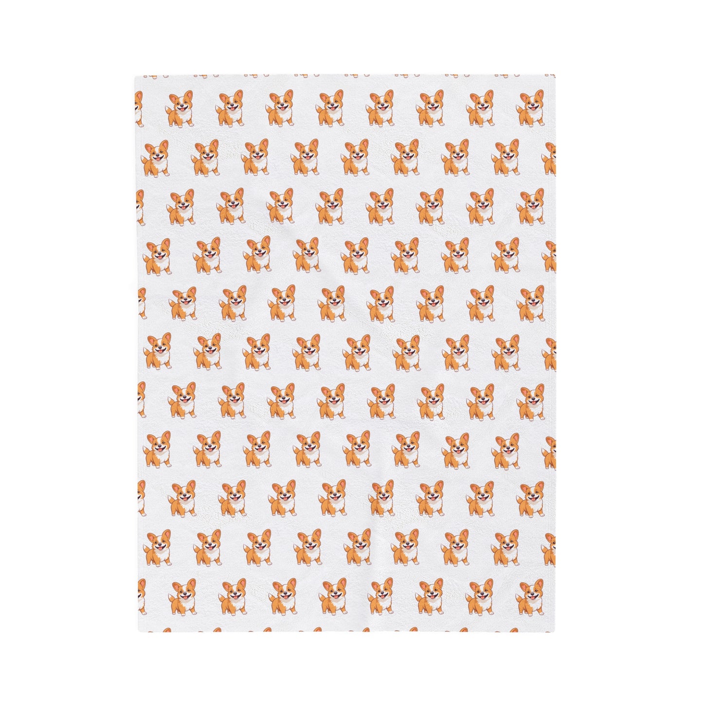Corgi Velveteen Plush Blanket (White)
