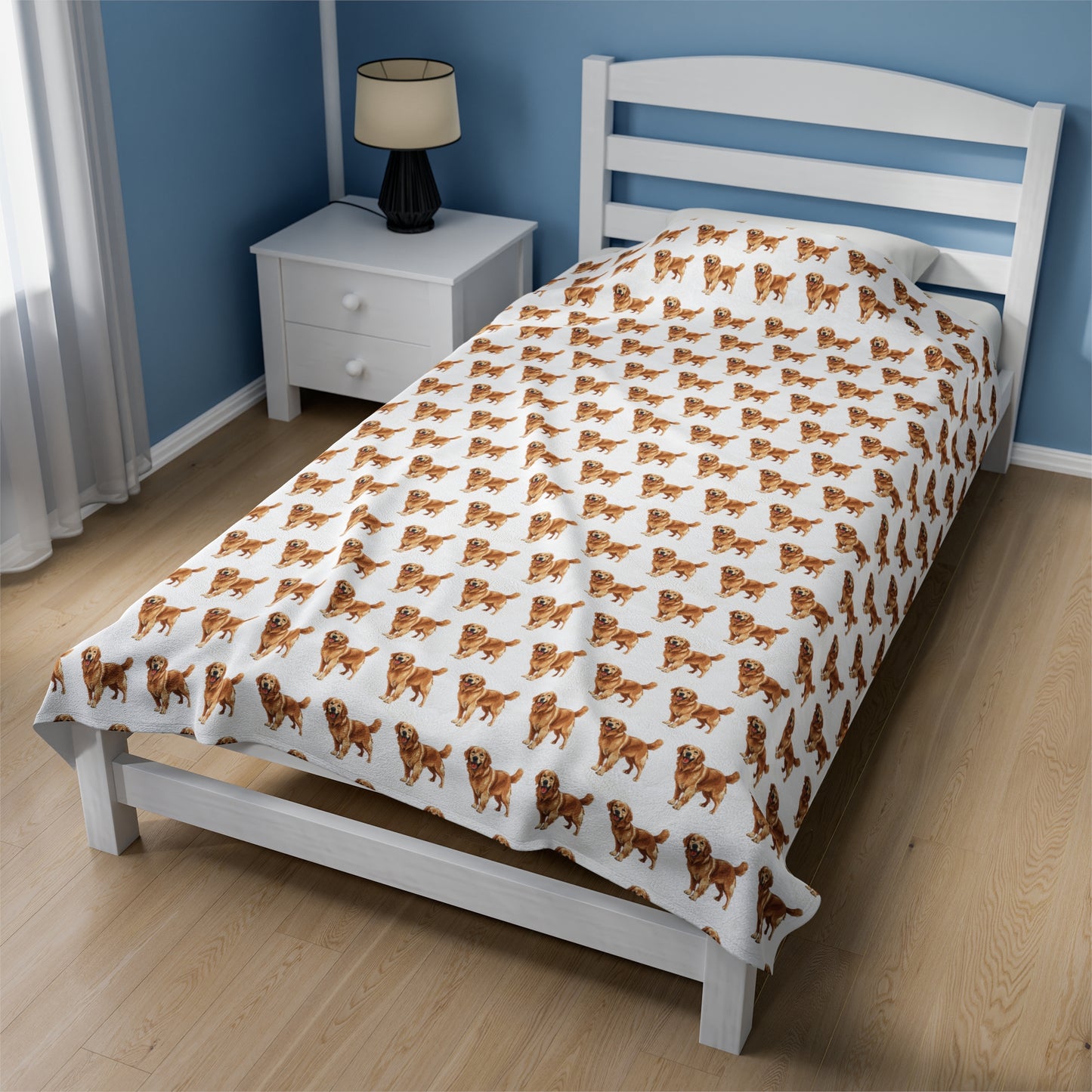 Golden Retriever Velveteen Plush Blanket (White)