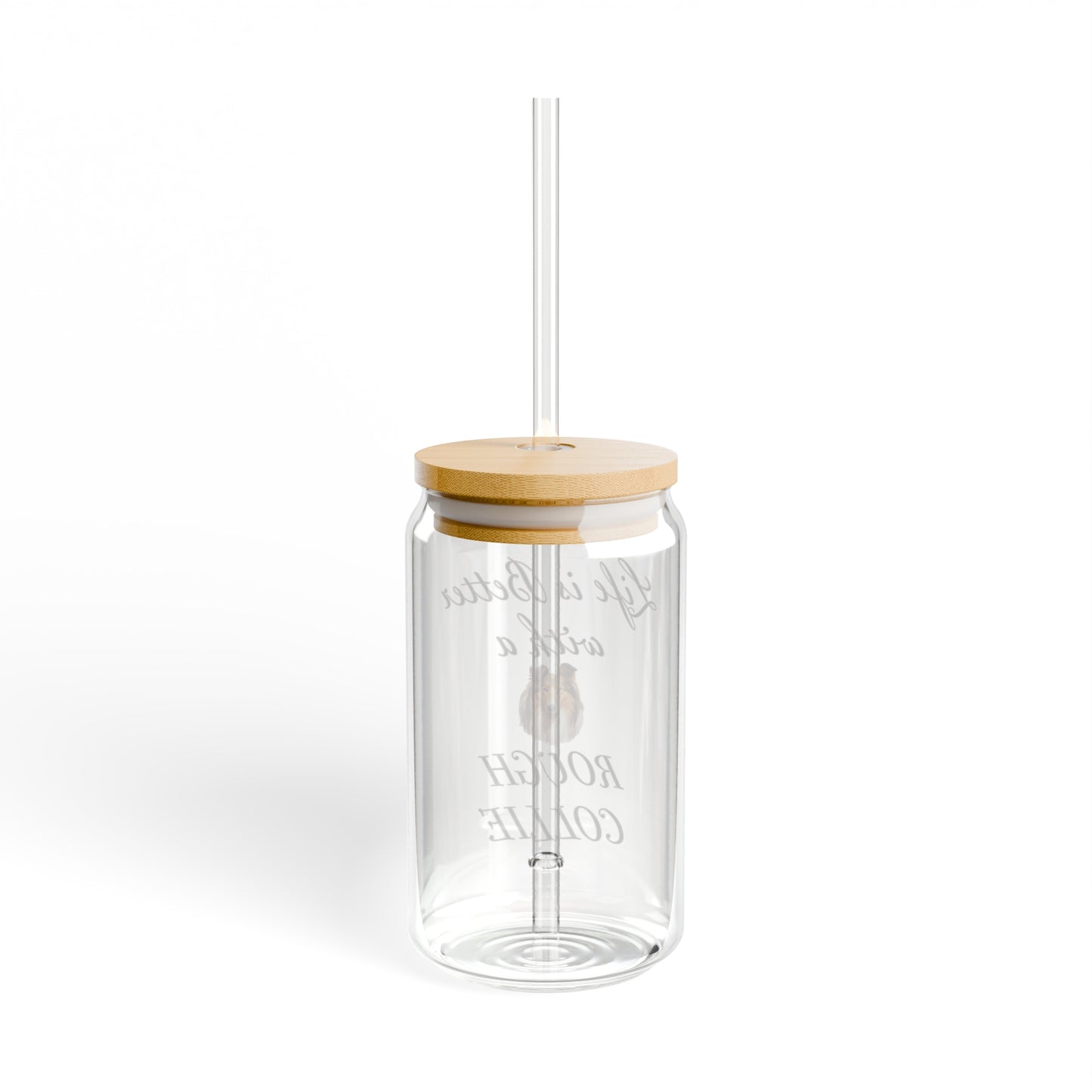 Rough Collie Sipper Glass, 16oz