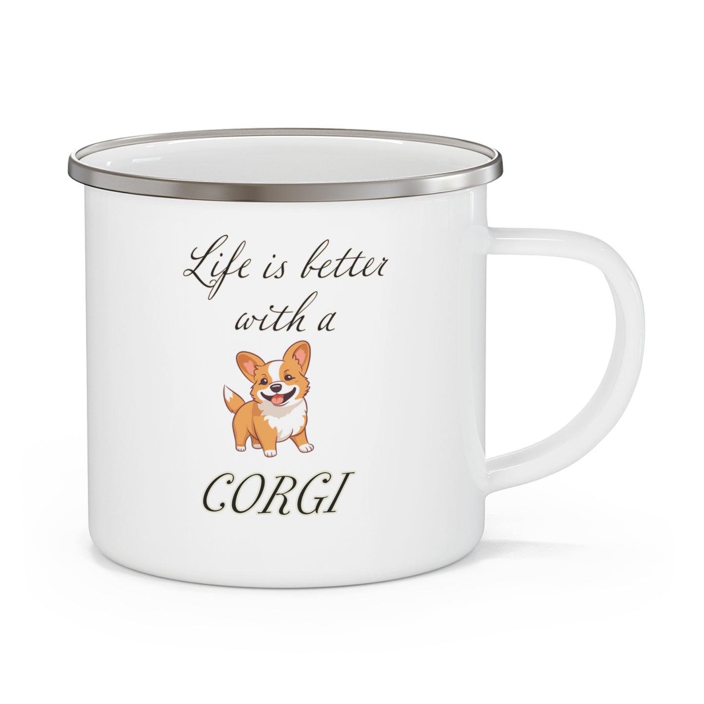 Life is Better with a Corgi Enamel Camping Mug
