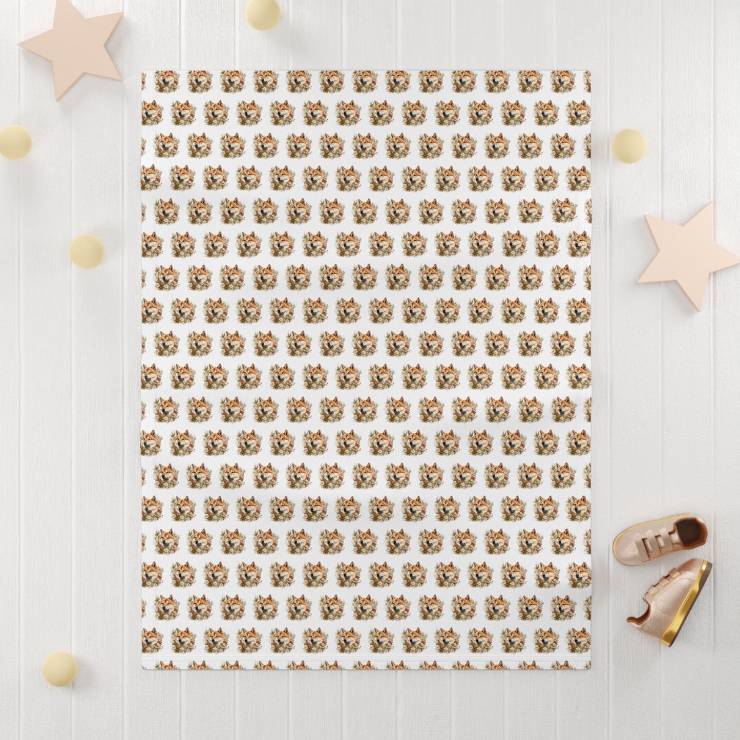 Floral Akita Soft Fleece Baby Blanket