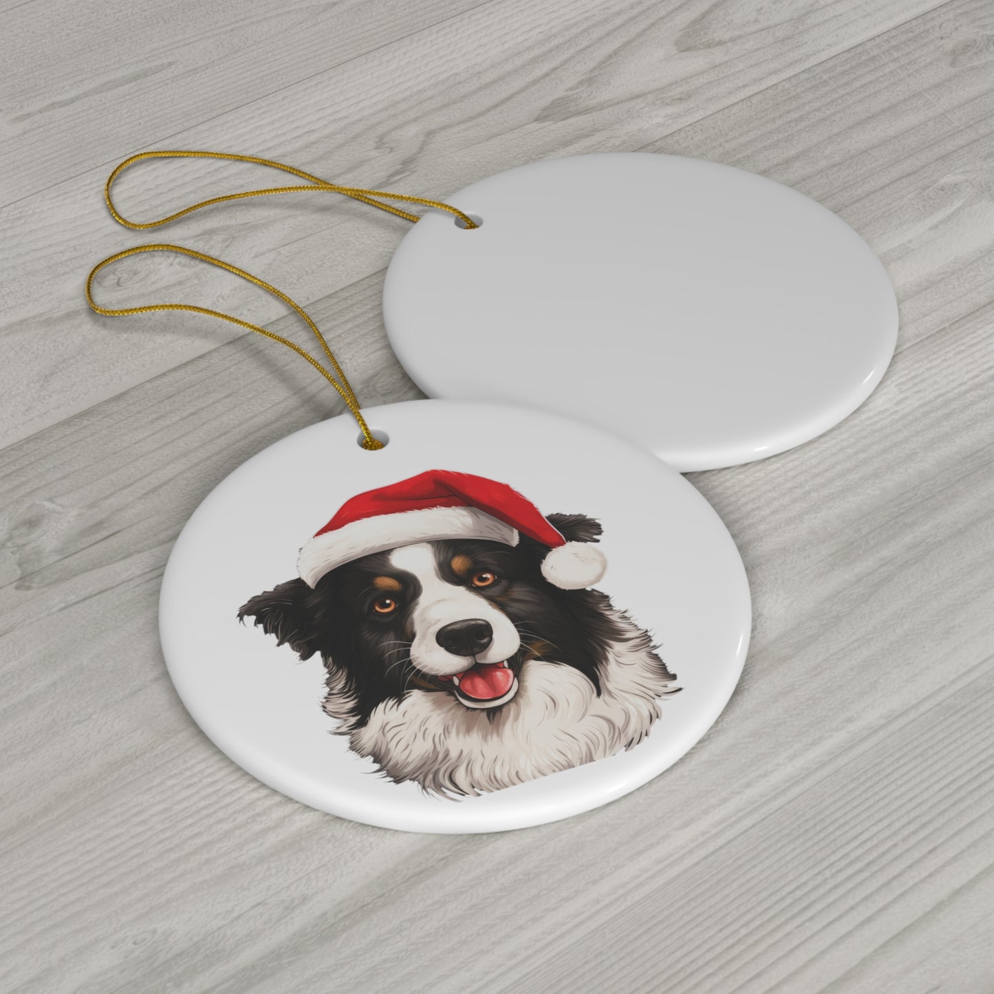 Border Collie Christmas Ornament - Ceramic
