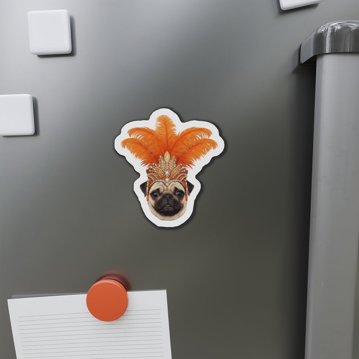 Pug Showgirl Magnet - The Animal Showgirl Collection Orange Edition - Vibrant Color - Durable Outdoor Vinyl
