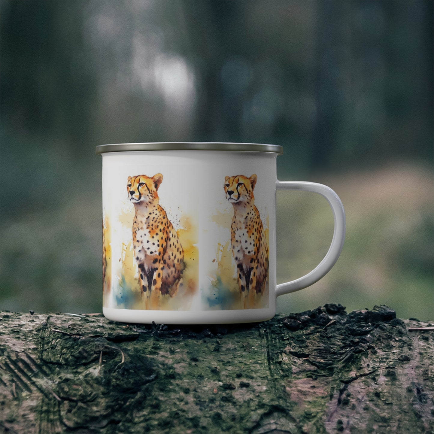 Cheetah Enamel Camping Mug
