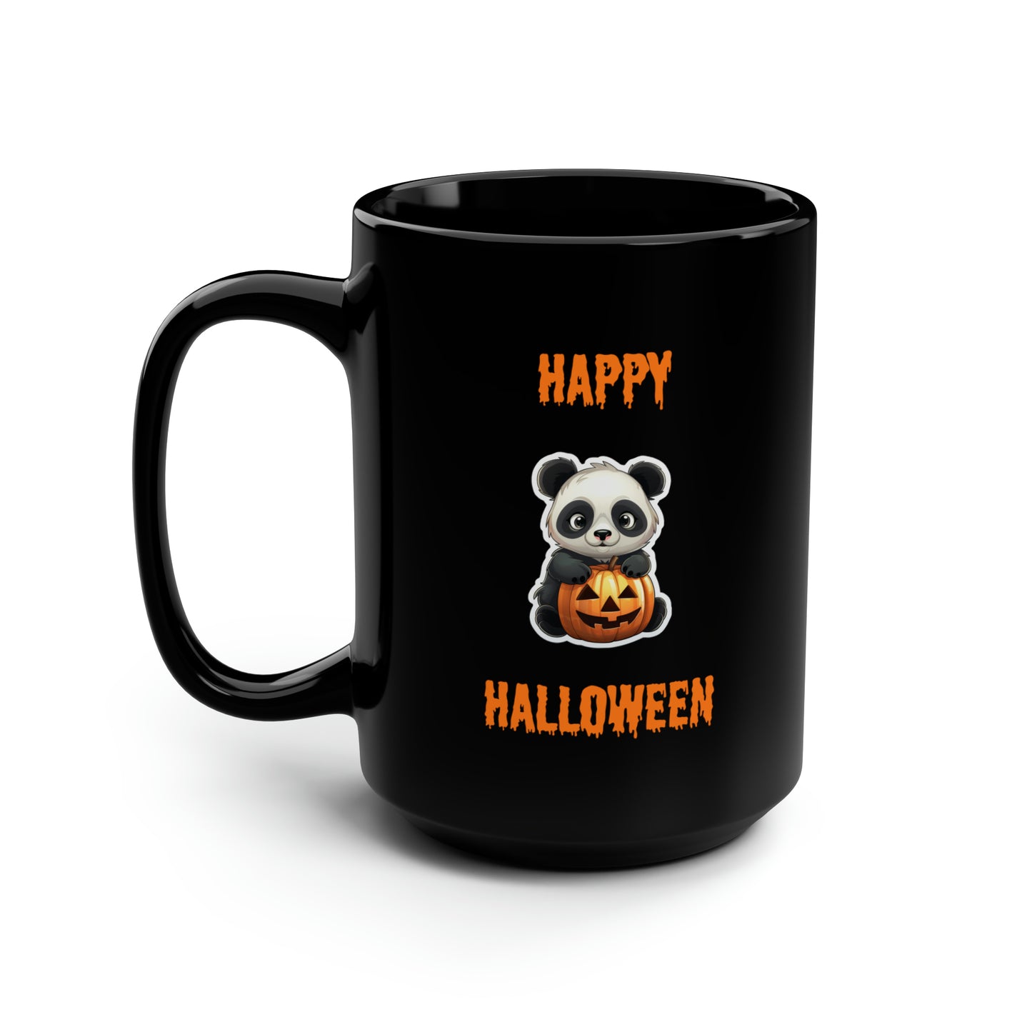 Panda Happy Halloween Mug - 15oz Black Ceramic Mug