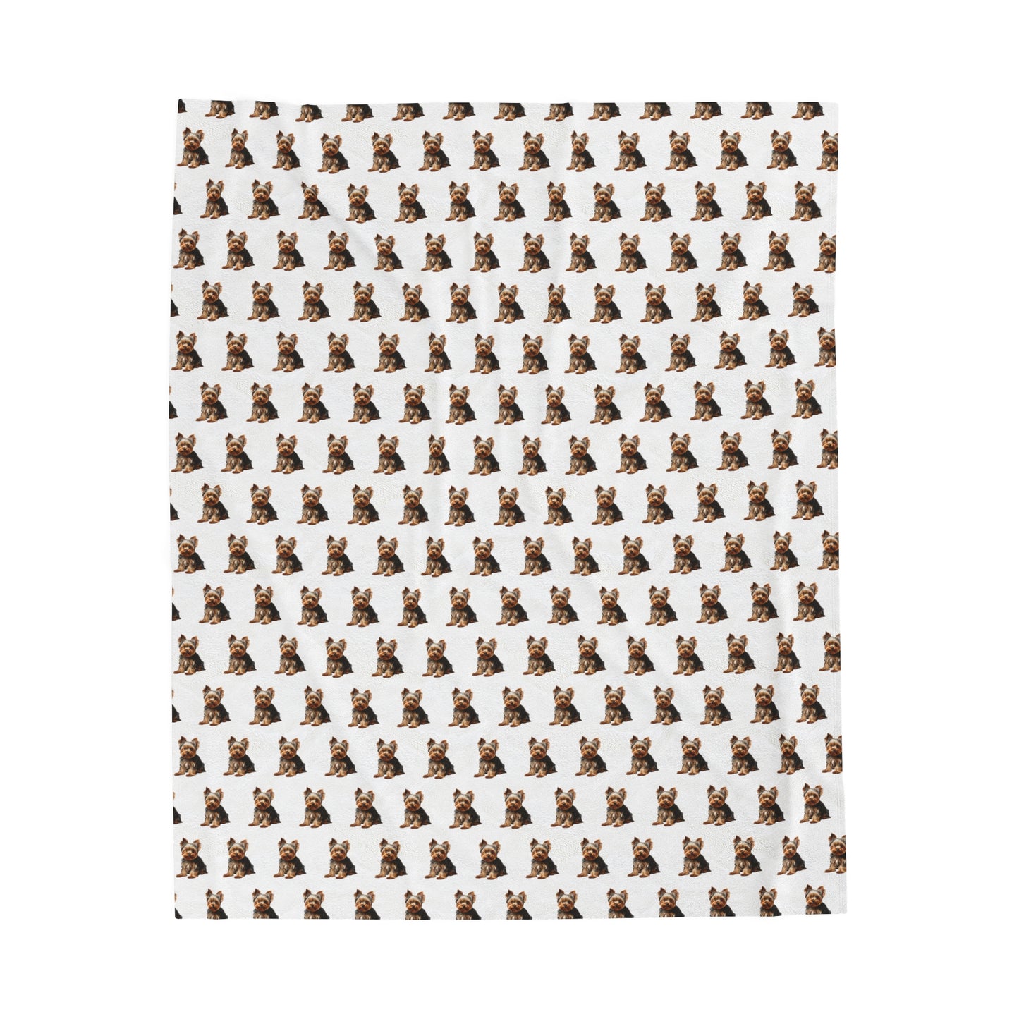 Yorkshire Terrier Blanket (Velveteen Plush, White)