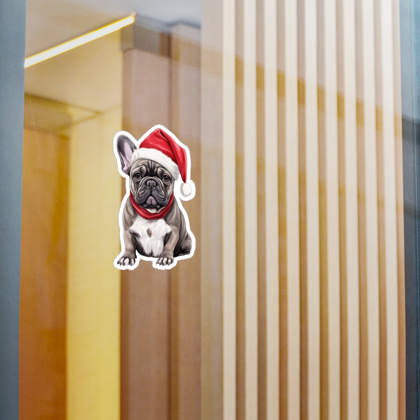 French Bulldog Christmas Sticker - Vinyl Dog Decals