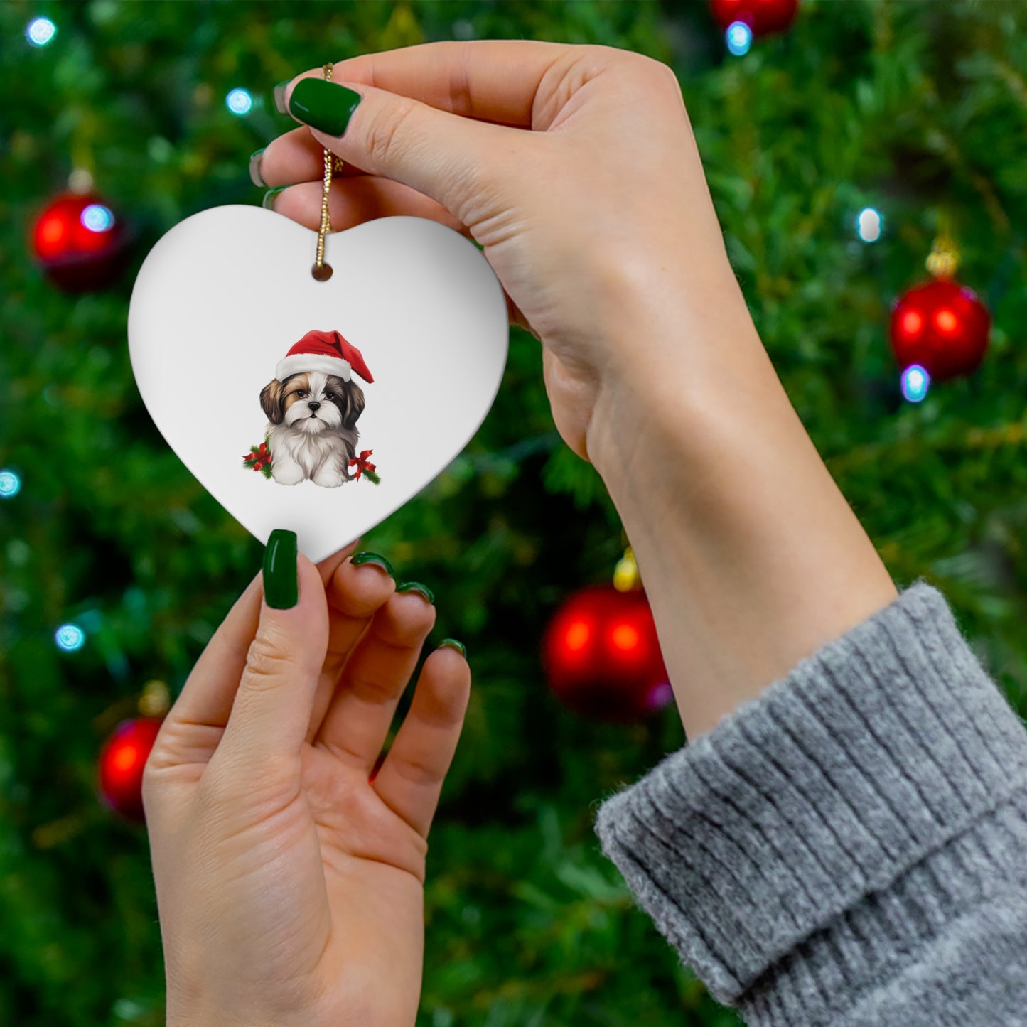 Shih Tzu Christmas Ornament - Ceramic