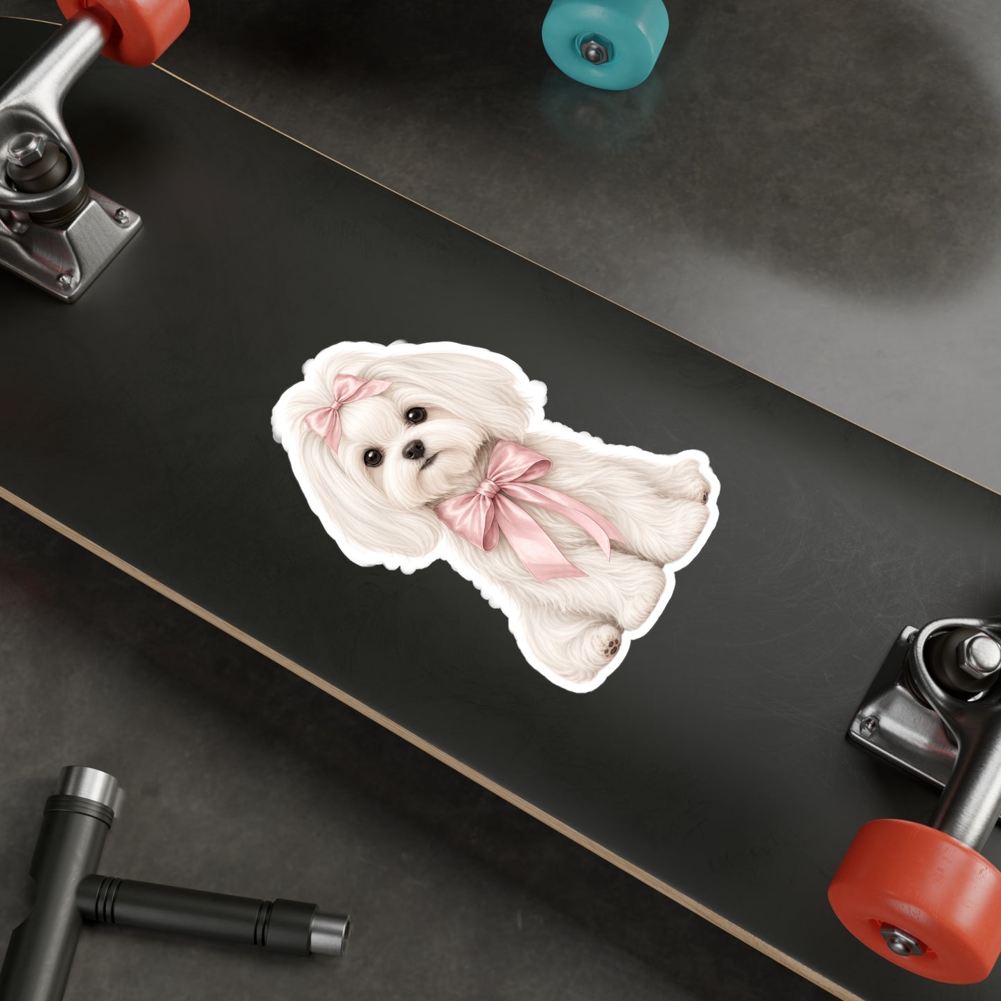 Maltese Dog Sticker - Boutique Bow Waterproof Dog Decal