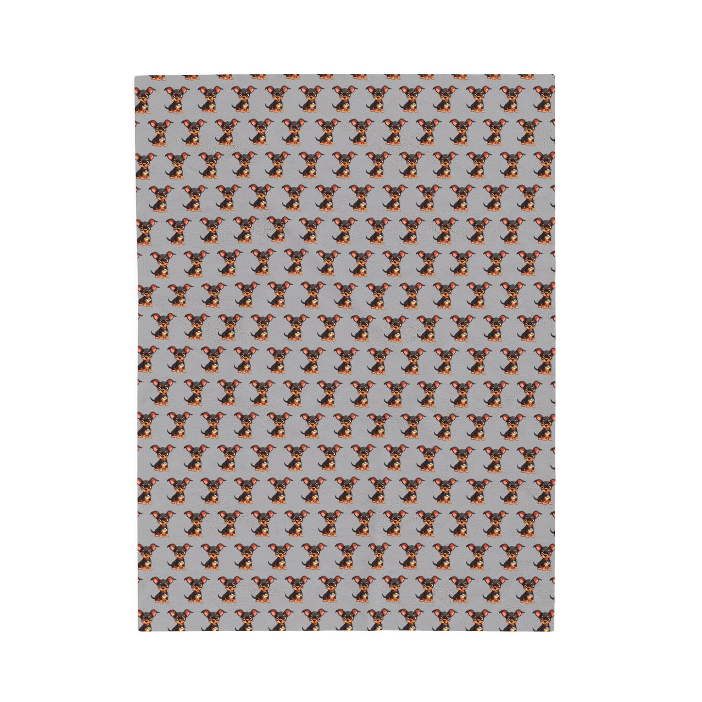 Chihuahua Velveteen Plush Blanket (Grey)