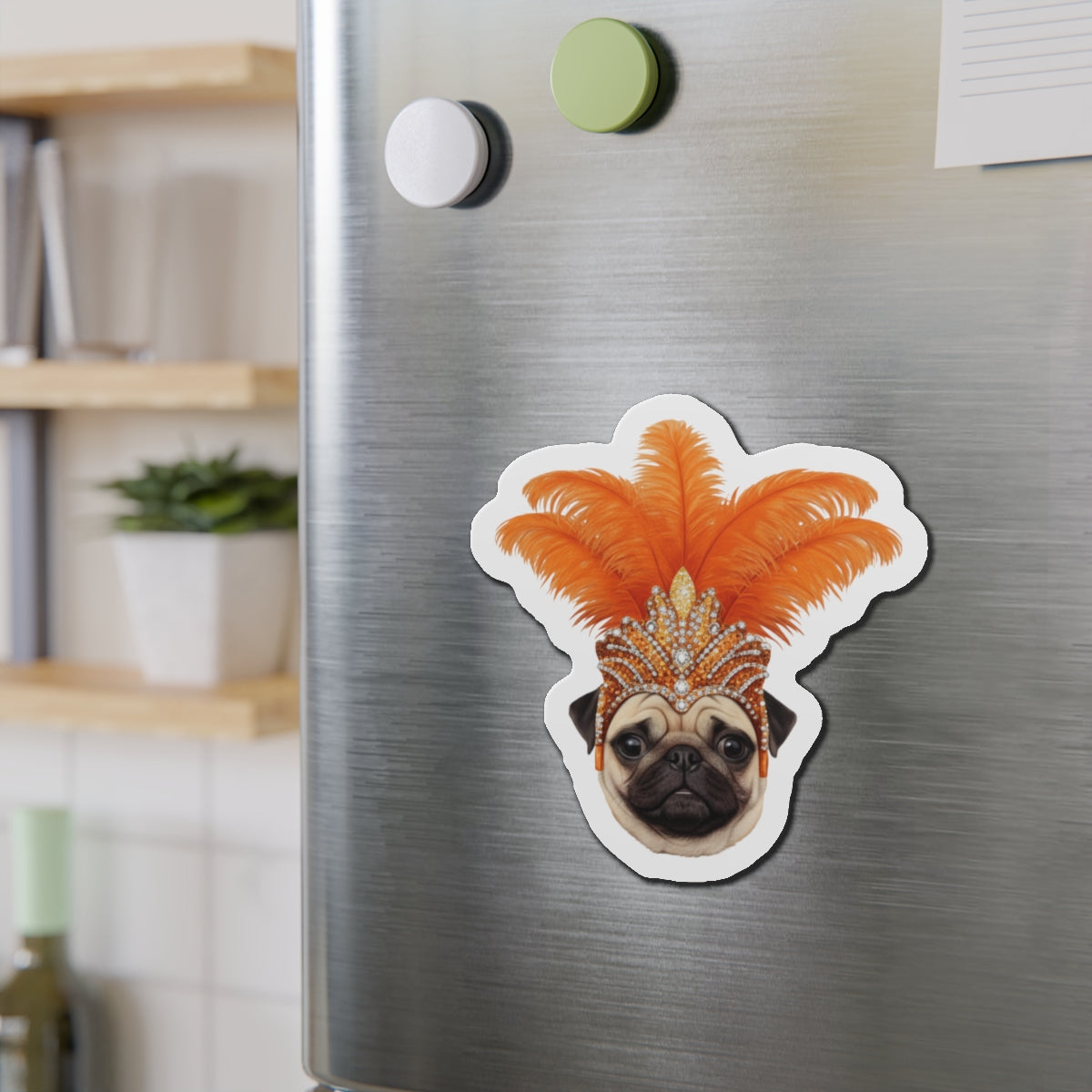 Pug Showgirl Magnet - The Animal Showgirl Collection Orange Edition - Vibrant Color - Durable Outdoor Vinyl