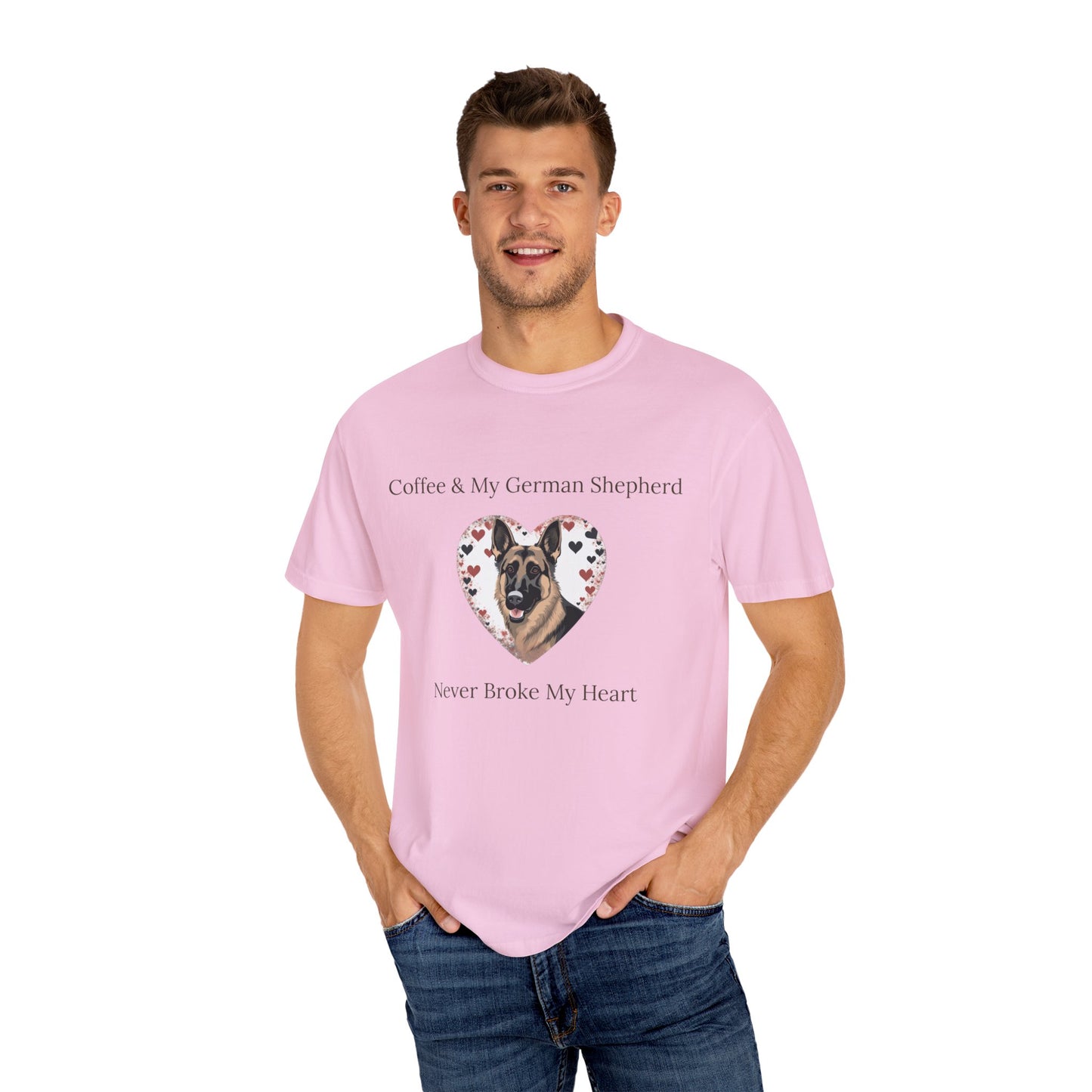 Coffee and My German Shepherd Never Broke My Heart T-shirt