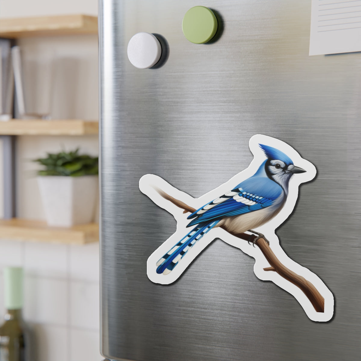 Blue Jay Magnet | Die Cut Bird Fridge Magnet | Bird Kitchen Decor | Bird Lover Magnet
