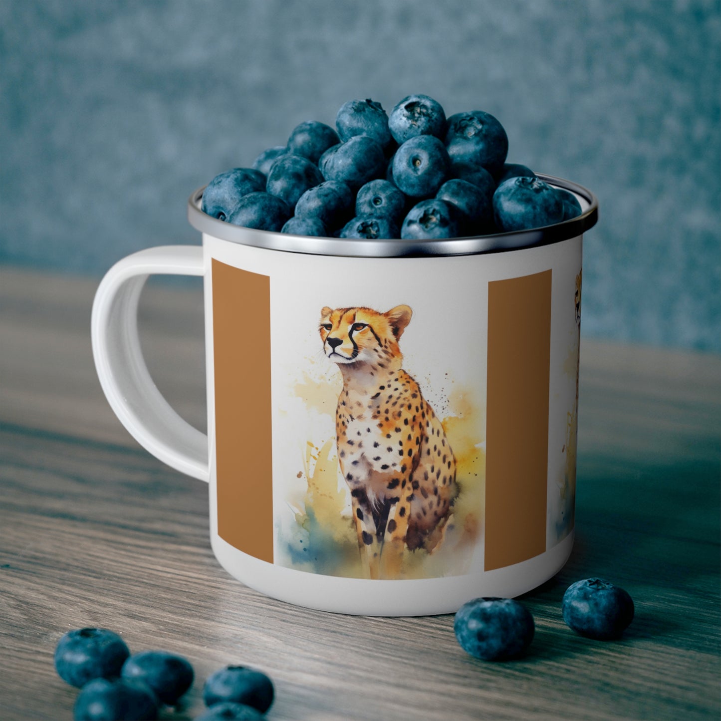 Cheetah Enamel Camping Mug