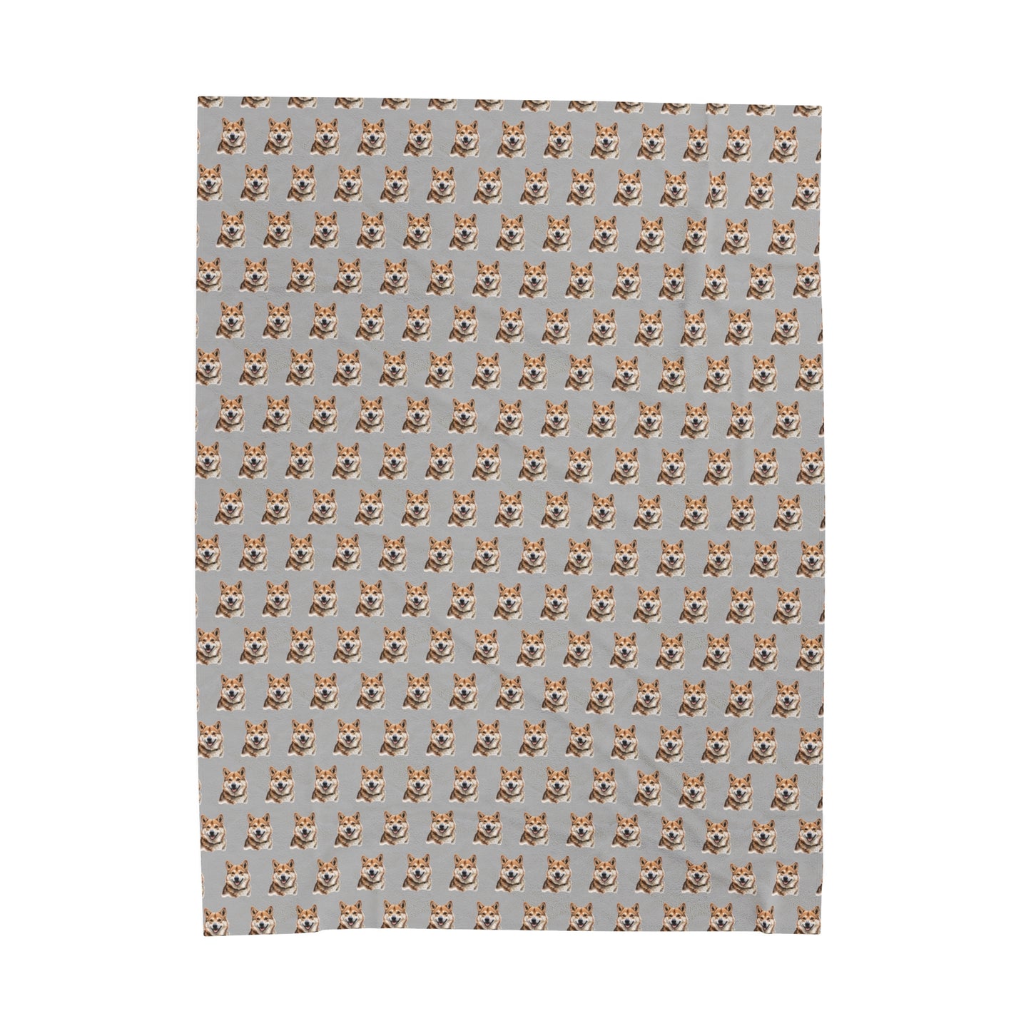 Akita Blanket - Velveteen Plush Throw - Grey