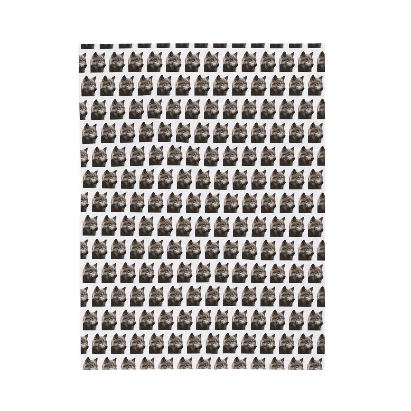Wolf Blanket (Velveteen Plush, White)