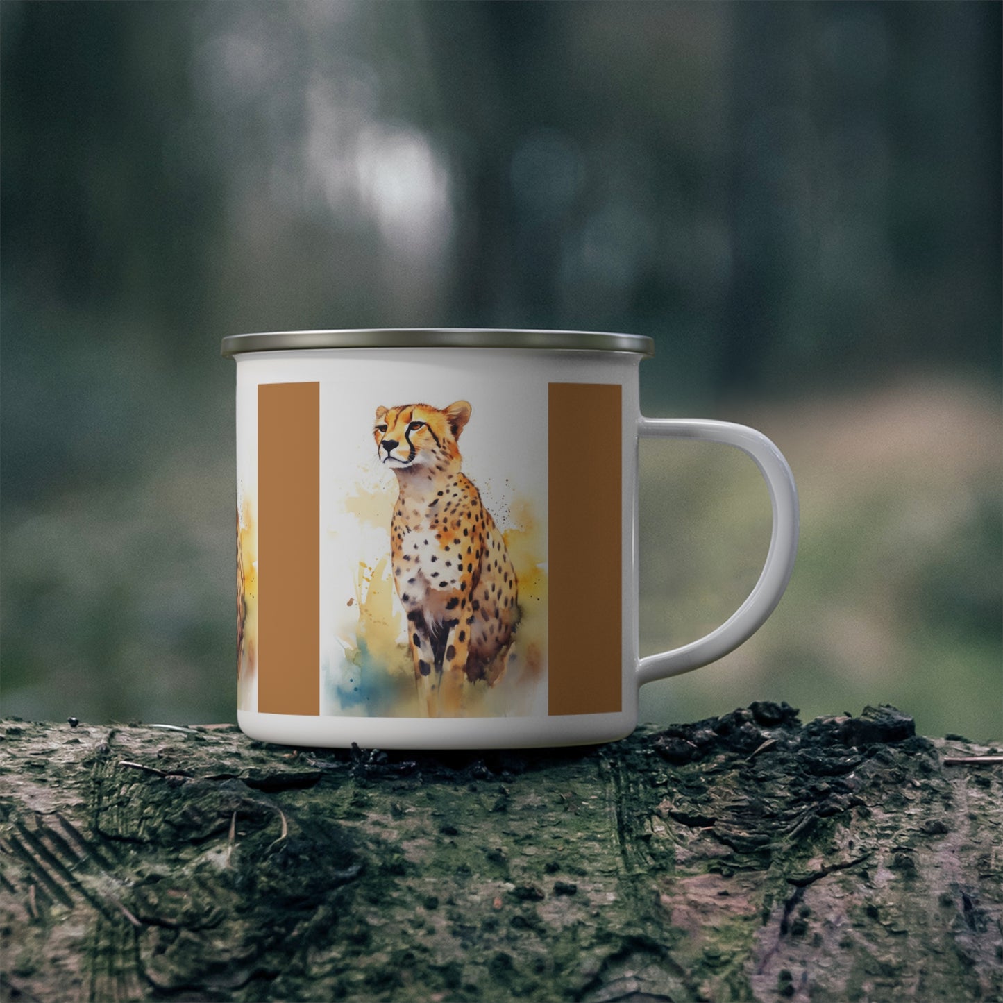 Cheetah Enamel Camping Mug