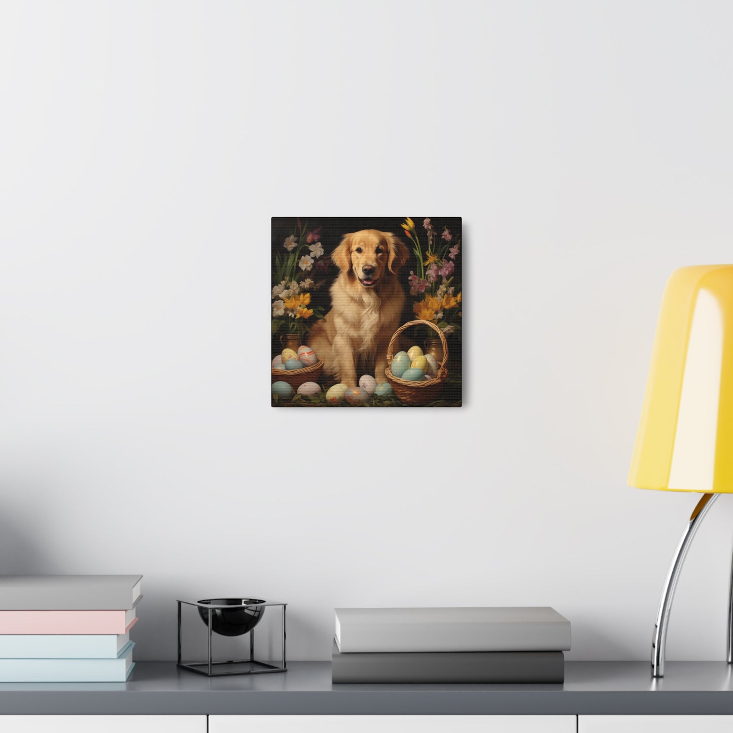 Golden Retriever Easter Wall Art - Spring Print - Canvas Gallery Wraps