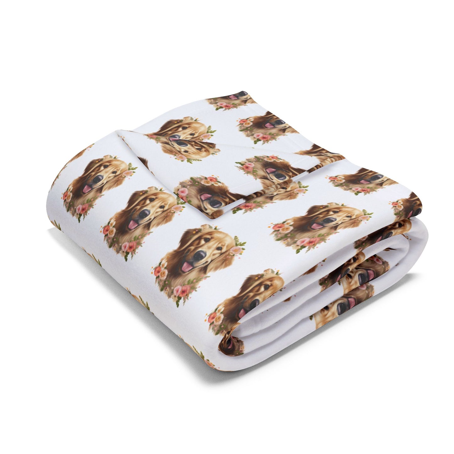 Golden Retriever Blanket - Arctic Fleece Floral Dog Throw - Gift for Dog Mom - Pet Decor