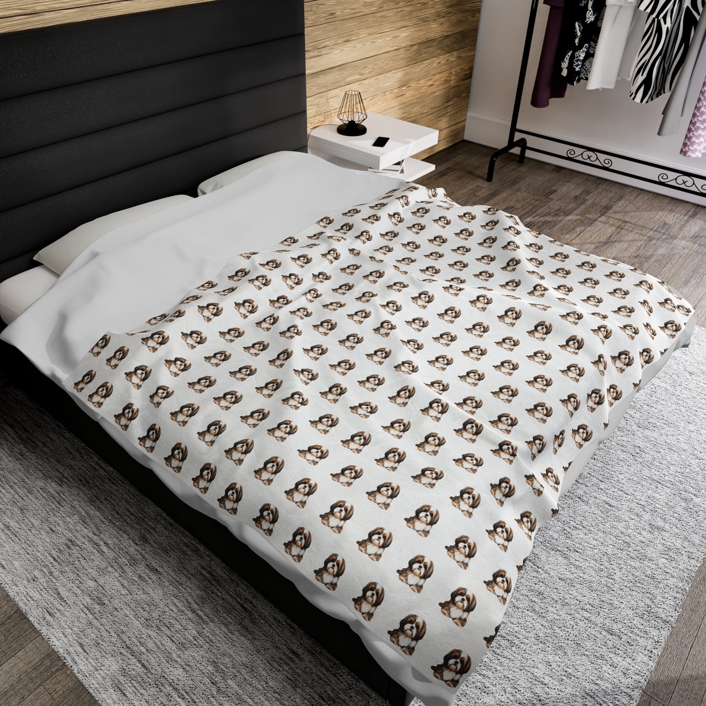 Shih Tzu Velveteen Plush Blanket - White Background
