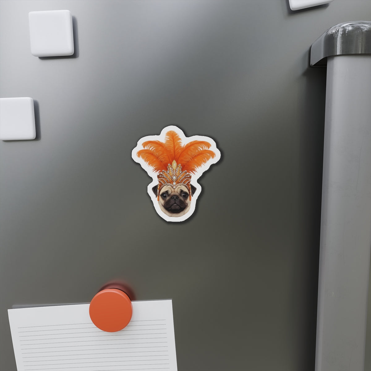 Pug Showgirl Magnet - The Animal Showgirl Collection Orange Edition - Vibrant Color - Durable Outdoor Vinyl