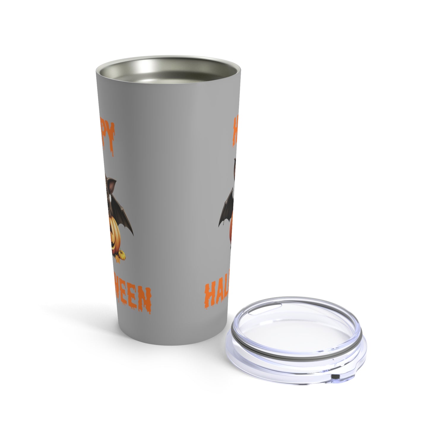 Grey Happy Halloween Bat Stainless Steel Tumbler 20oz