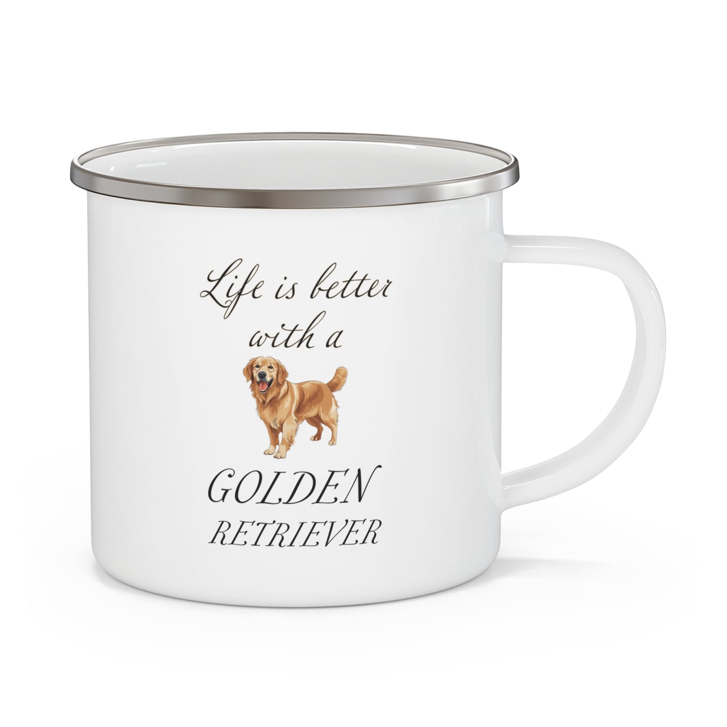 Life is Better with a Golden Retriever Enamel Camping Mug