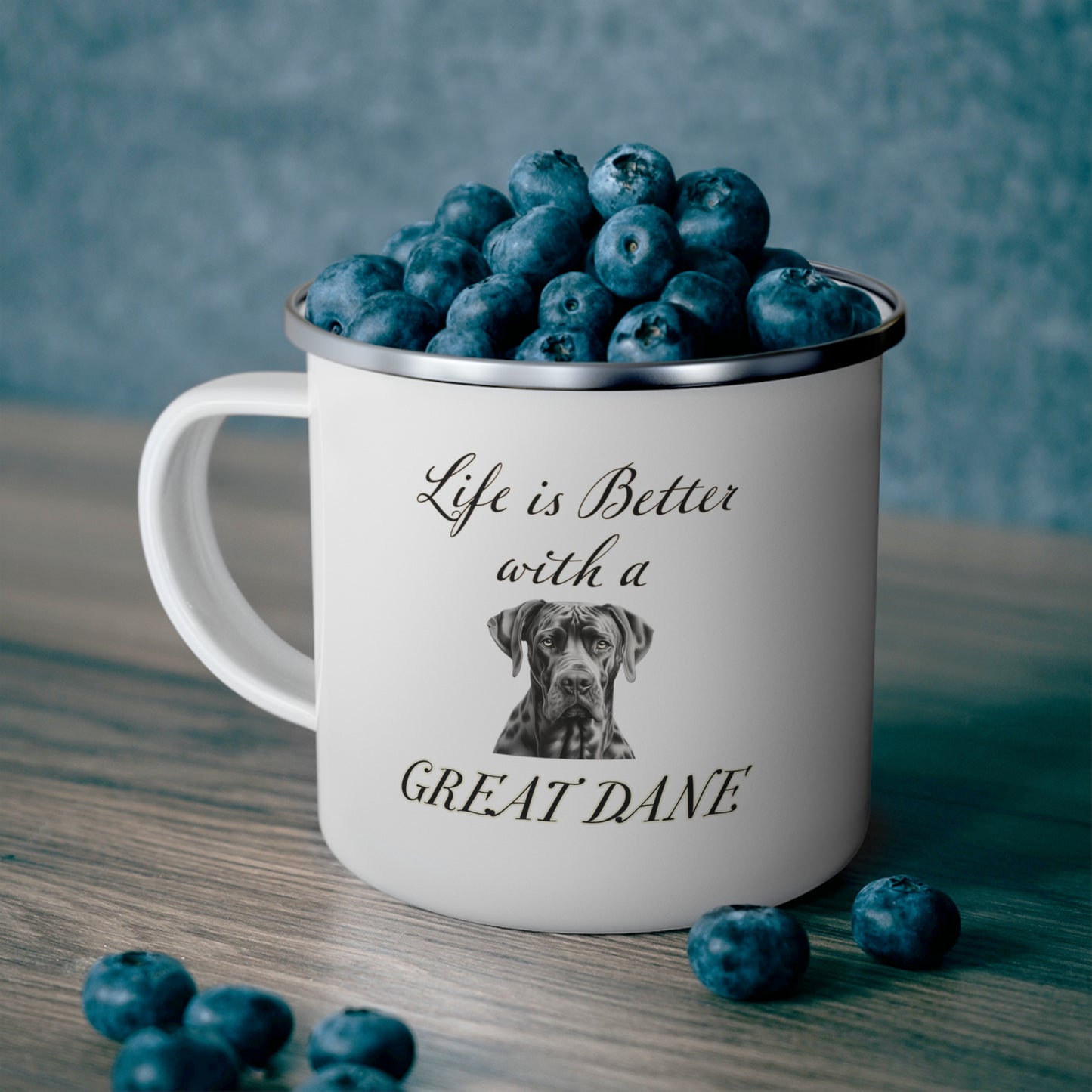 Life is Better with a Great Dane Mug, Enamel Camping Mug