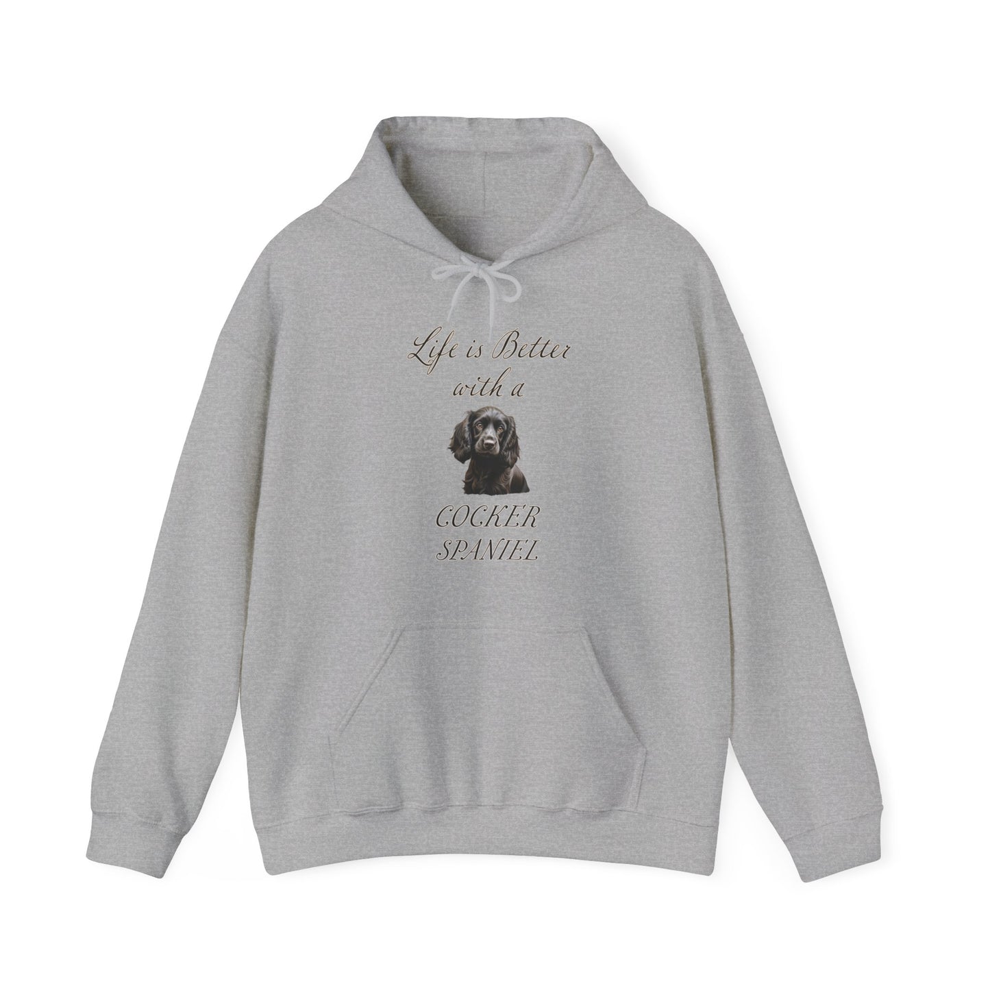 Black Cocker Spaniel Hoodie - Life is Better with a Cocker Spaniel - Unisex Hooded Dog Mom or Dog Dad Sweatshirt, gift for Dog Mom