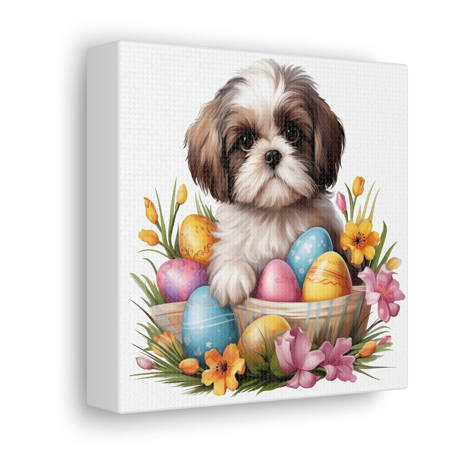 Shih Tzu Easter Wall Art - Spring Print - Canvas Gallery Wraps