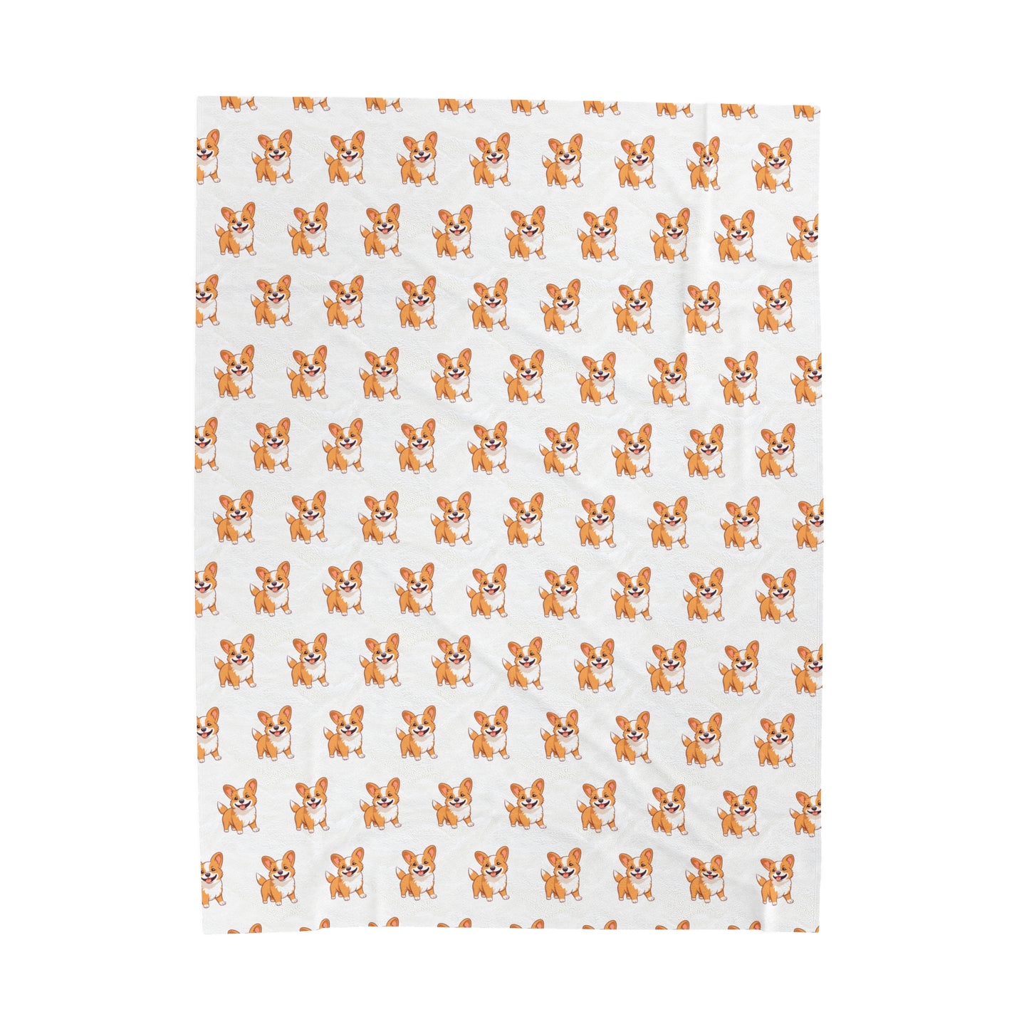 Corgi Velveteen Plush Blanket (White)