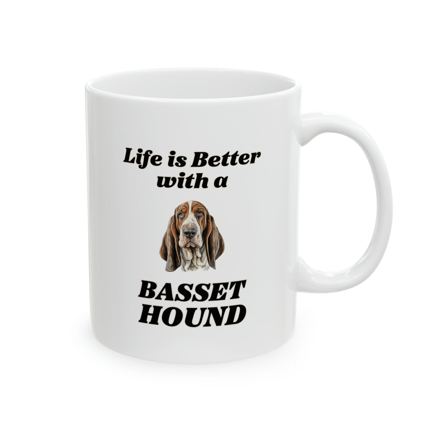 Basset Hound Lover's Ceramic Mug - 'Life is Better with a Basset Hound' - 11 oz Dog-Themed Coffee & Tea Mug