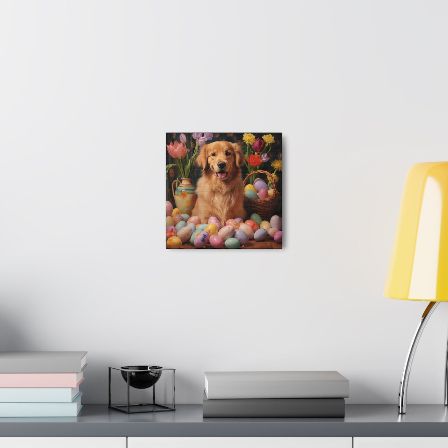 Golden Retriever Easter Wall Art - Spring Print - Canvas Gallery Wraps