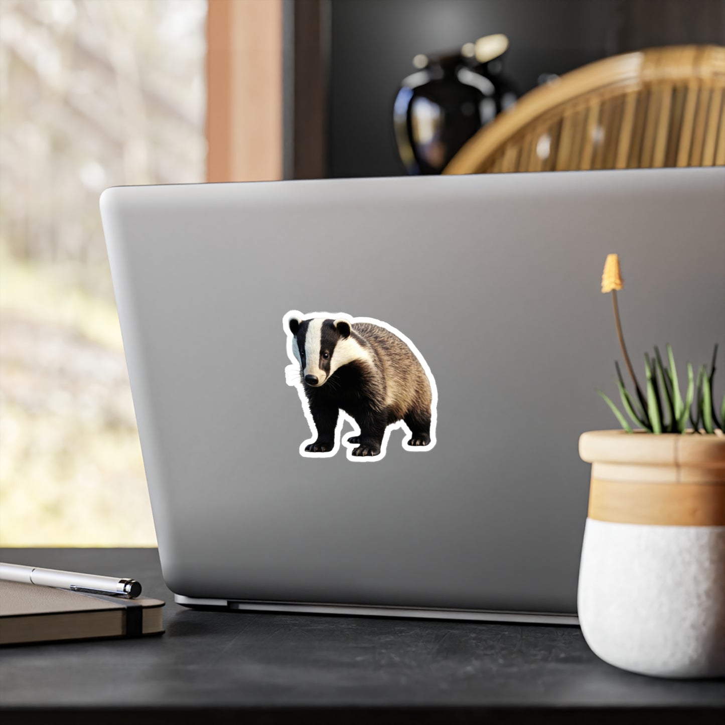 Badger Sticker Decal, Nature Animal Lover Gift, Laptop Water Bottle Phone Decal, Car Bumper Sticker, Wildlife Vinyl Sticker