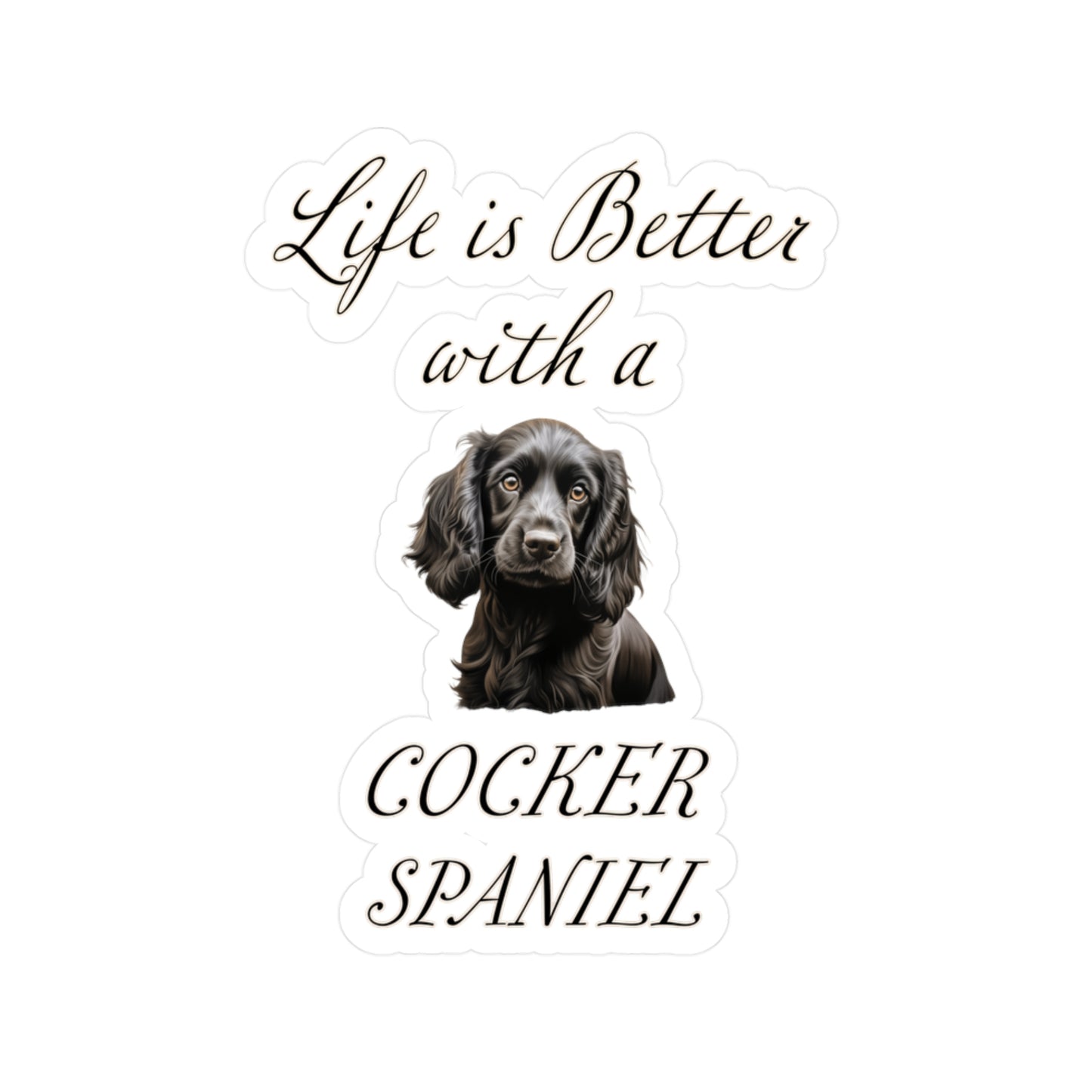 Black Cocker Spaniel Sticker - Kiss-Cut Vinyl Dog Decals