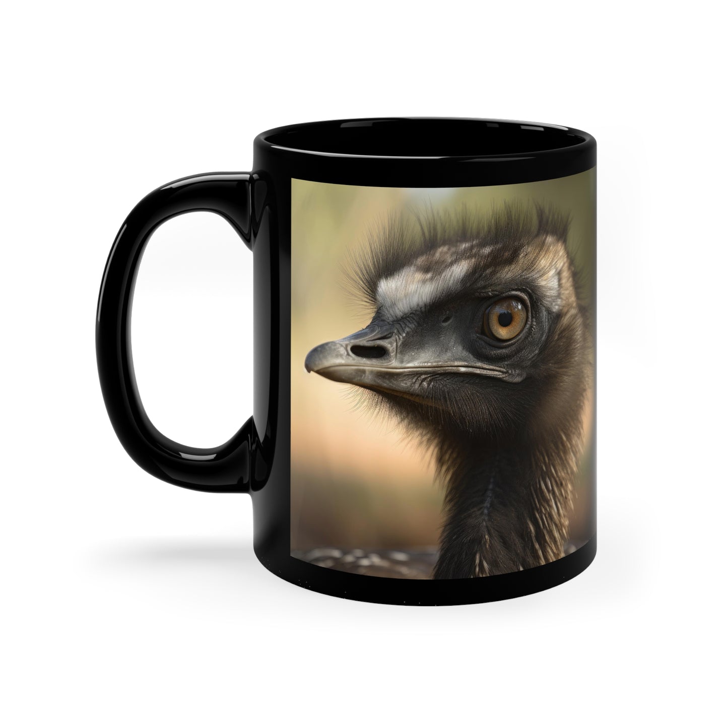 Emu 2 Black Ceramic Mug 11 oz