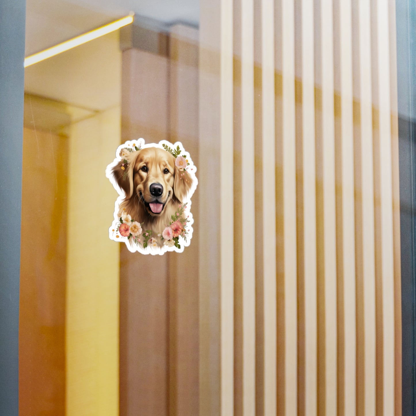 Golden Retriever Sticker - Kiss-Cut Floral Dog Vinyl Decals