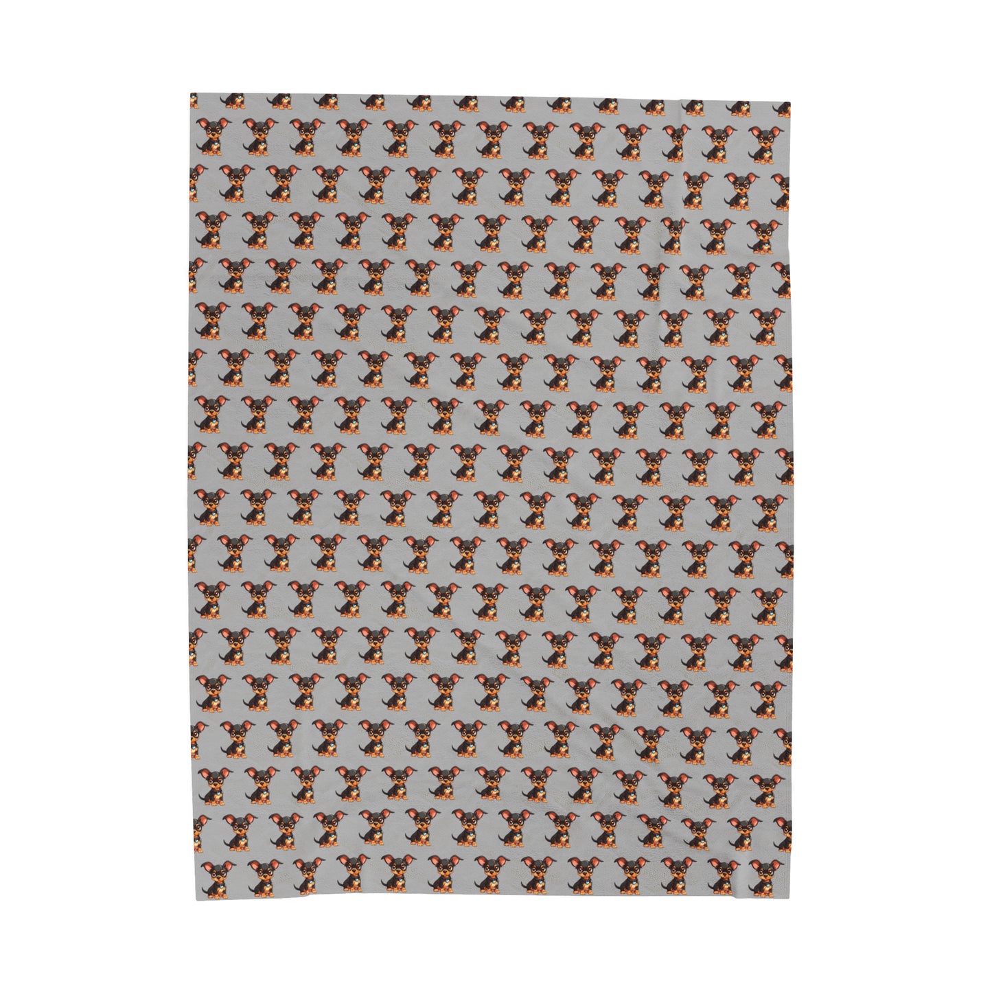 Chihuahua Velveteen Plush Blanket (Grey)