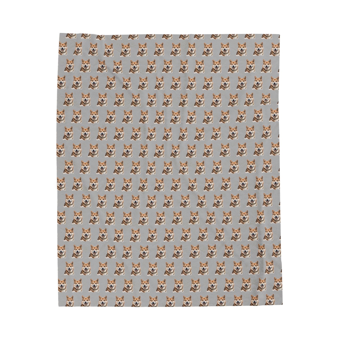 Akita Blanket - Velveteen Plush Throw - Grey