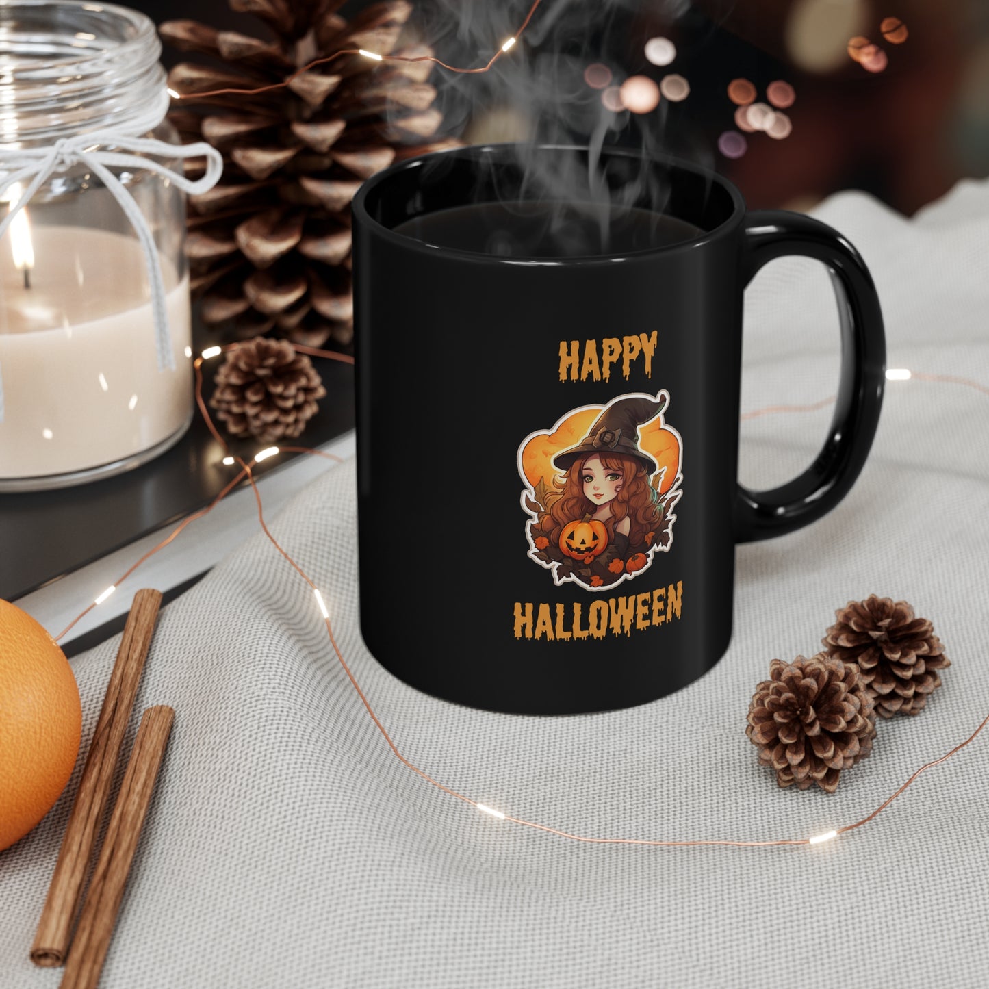 Happy Halloween Black Ceramic Mug 11 oz