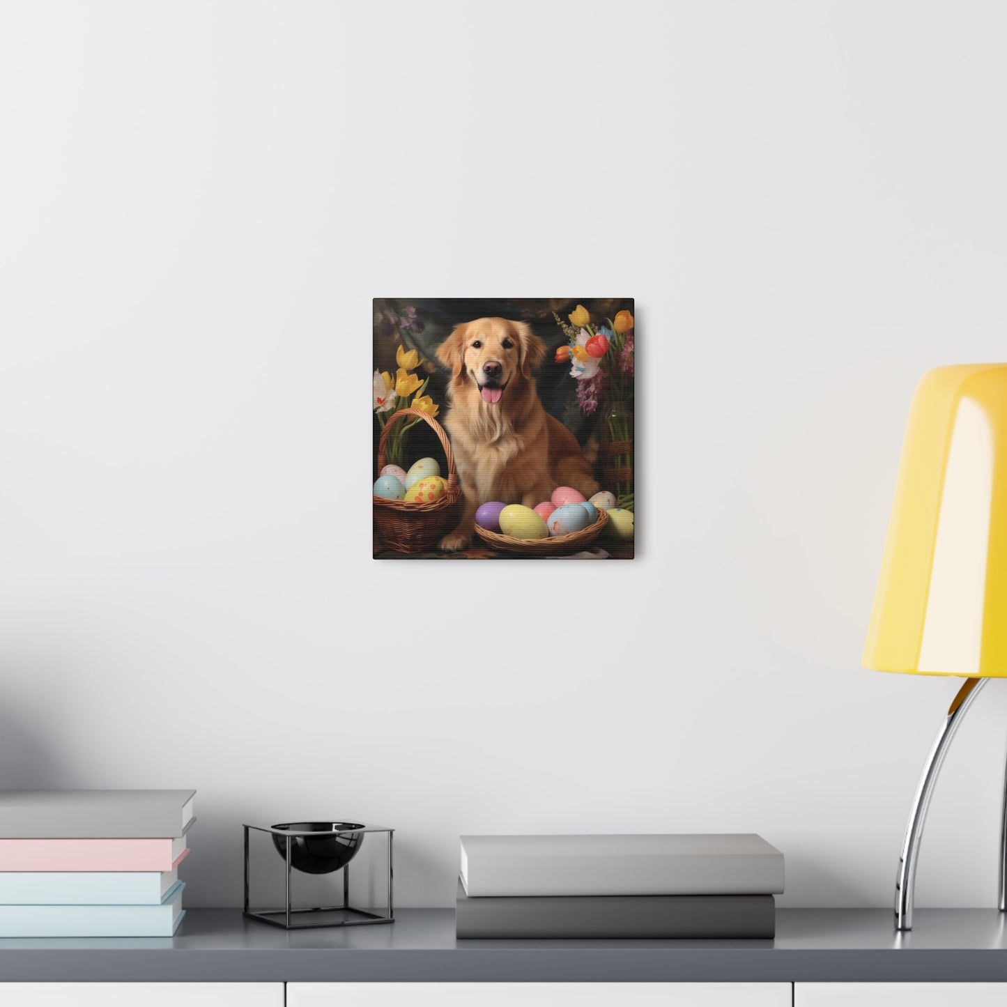 Golden Retriever Easter Wall Art - Spring Print - Canvas Gallery Wraps